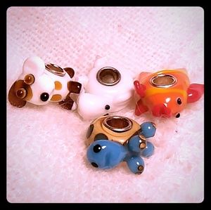 Murano glass .925 silver animal shaped charms